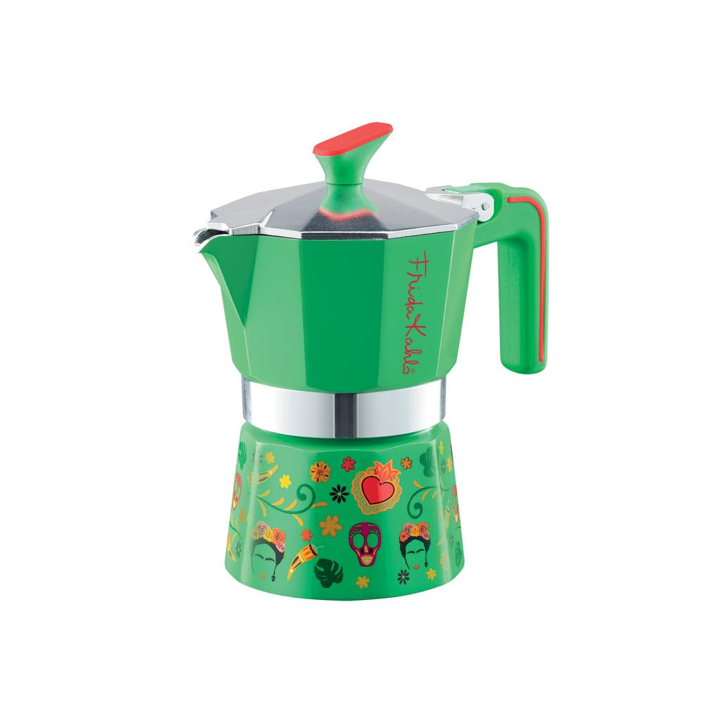 Pedrini Frida Kahlo 3‑cup Moka Pot Zeleni